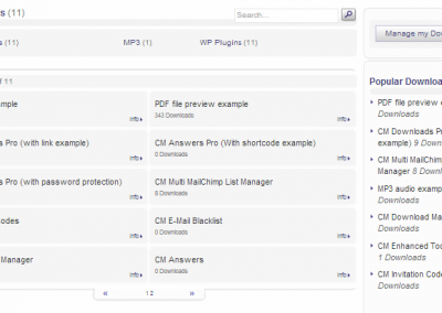 Index page in the WP Download and File Manager